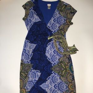 Cache Dress Size Large Blue Green Yellow Paisley